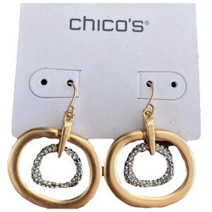 Chico’s Earrings Holiday Eccentric Collection Nosz Dangle Gold Tone Silver